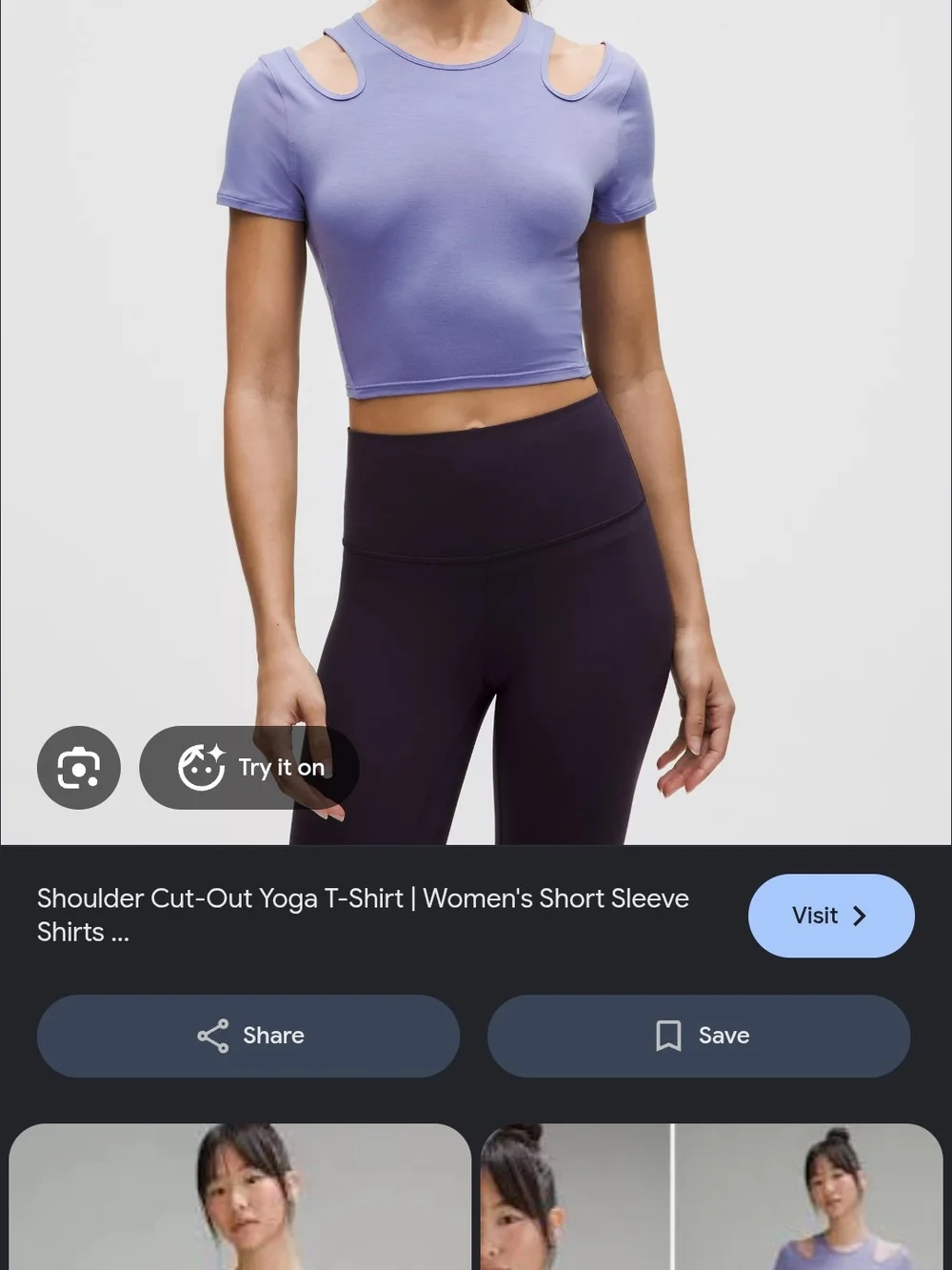 lululemon athletica Lavender Periwinkle Cold-Shoulder Crop Top Size 4